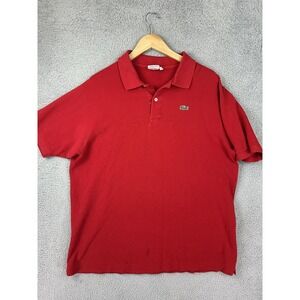 Lacoste Polo Shirt Mens 3XL Red Pique Embroidered Croc Logo Short Sleeve Cotton